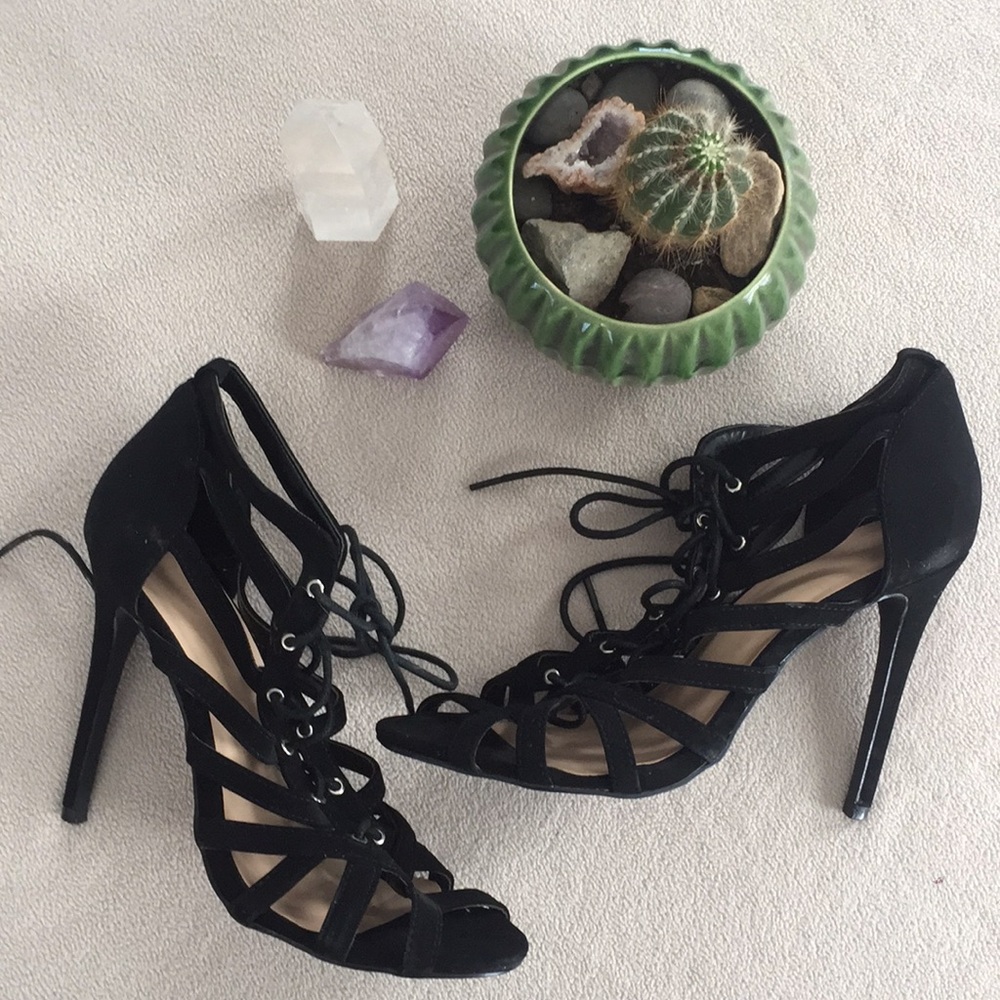 Black Velvet Gladiator Pumps